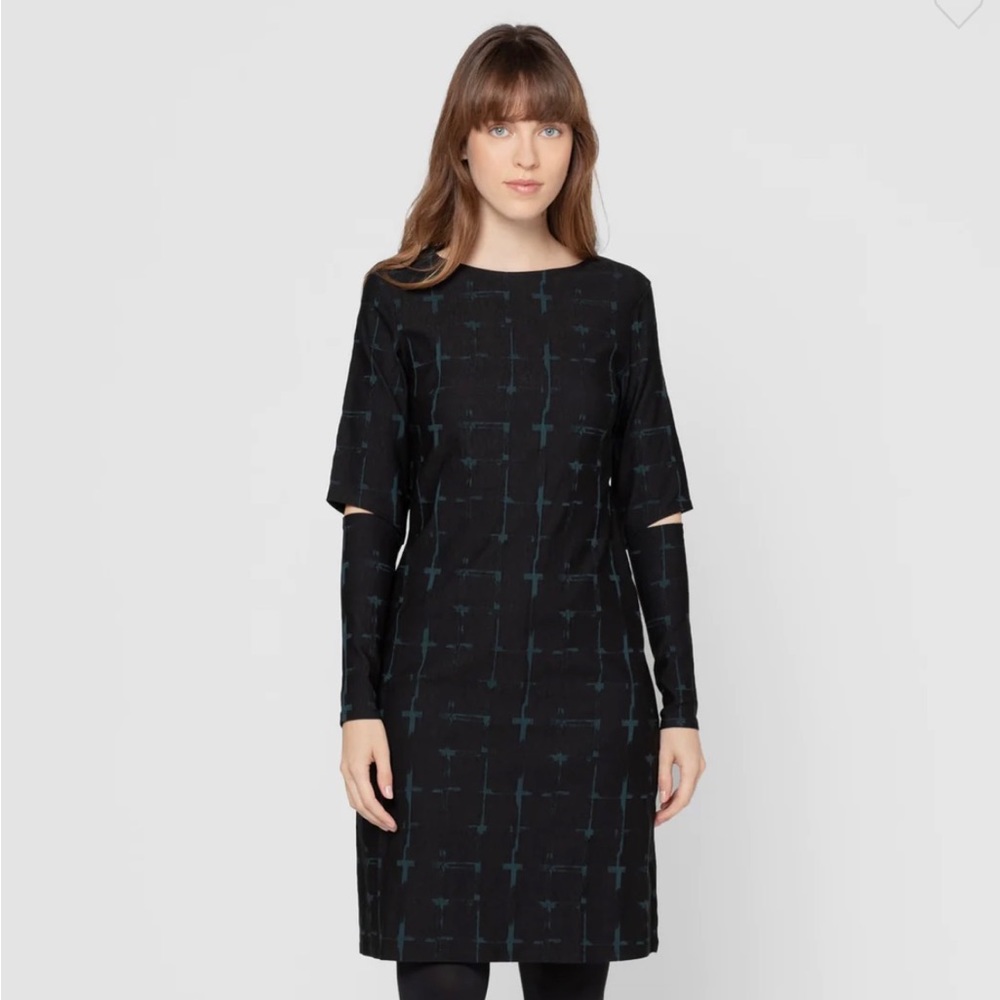 Ruti Distressed check elders fitted dress